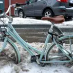 bike stuck in the snow