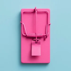 bright pink mouse trap on blue